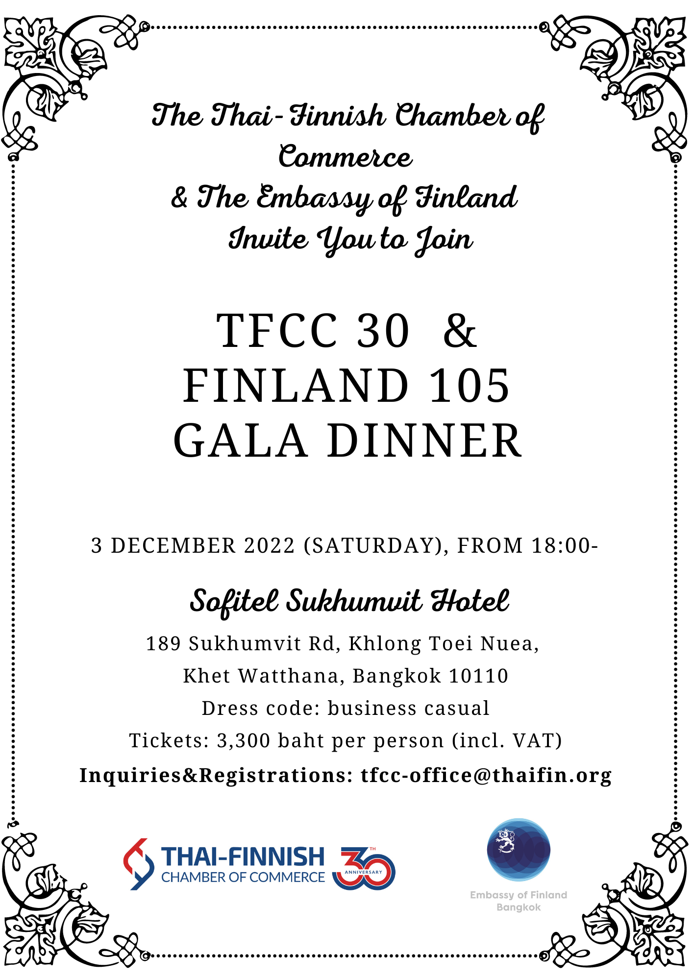 2022 Main Event: TFCC30 & Finland105 Gala Dinner