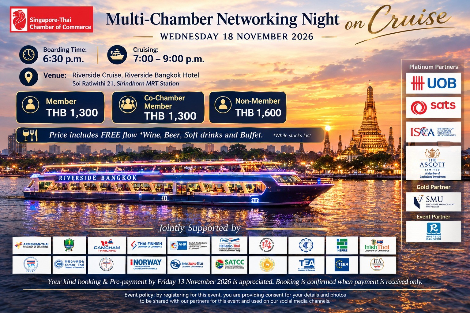 STCC’s Multi-Chamber Networking Night on Riverside Bangkok Cruise